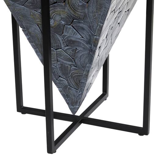 22" Gray Teak Wood Contemporary Accent Table
